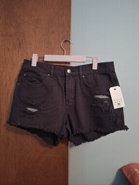 Billabong NWT Faded Black Ripped Frayed Hem Denim Shorts Women's Size 29